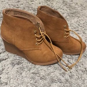 Brown healed booties